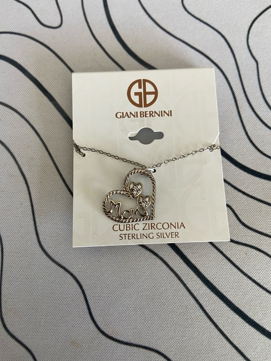 Giani Bernini Jewelry - Giani Bernini Silver Heart 'Mom' Pendant Necklace with CZ Accents